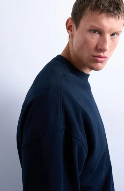 Topman Premium Lightweight Oversized Fit Sweatshirt In Blue