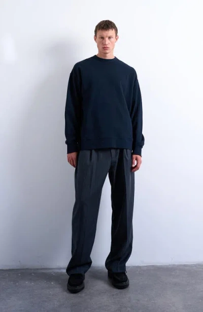 Topman Premium Lightweight Oversized Fit Sweatshirt In Blue