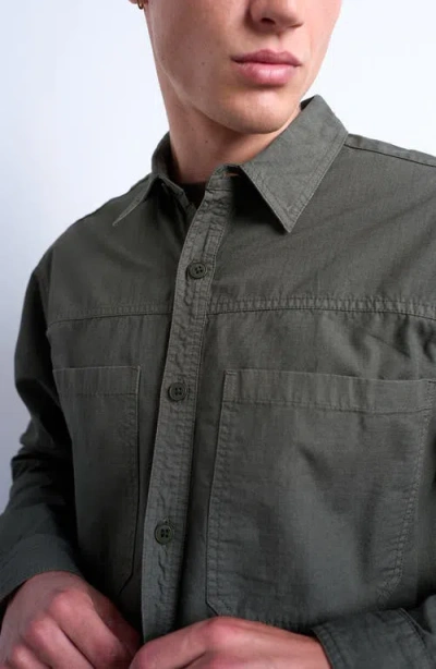 Topman Regular Fit Ripstop Button-up Shirt In Gray