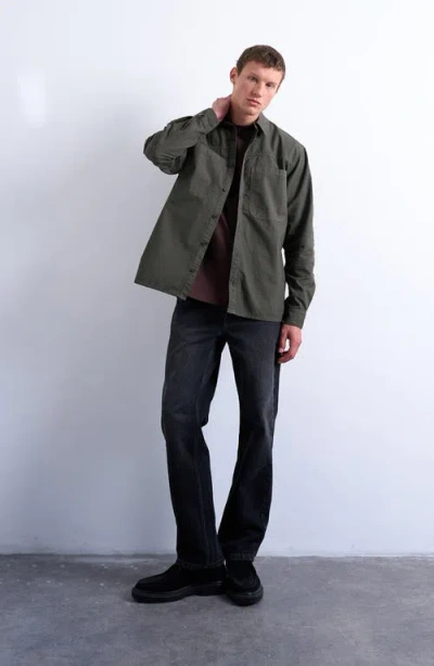 Topman Regular Fit Ripstop Button-up Shirt In Gray