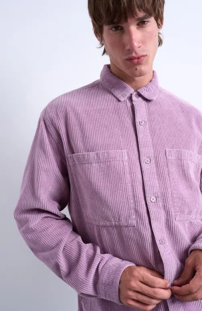 Topman Regular Fit Corduroy Button-up Shirt In Purple
