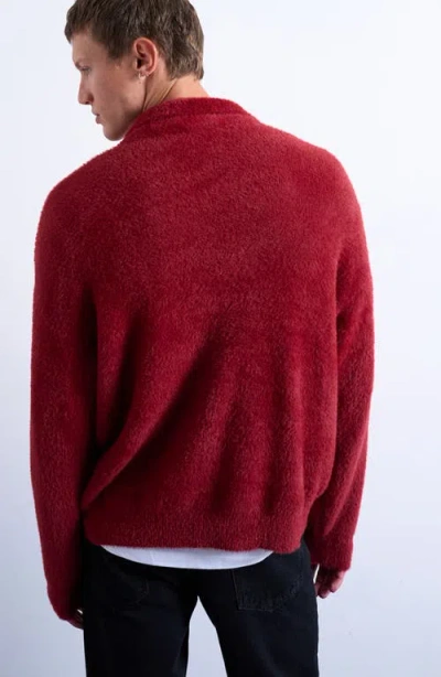Topman Fluffy Collared Cardigan In Red