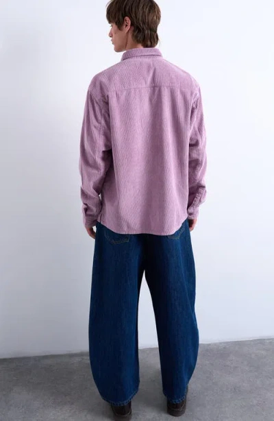 Topman Regular Fit Corduroy Button-up Shirt In Purple