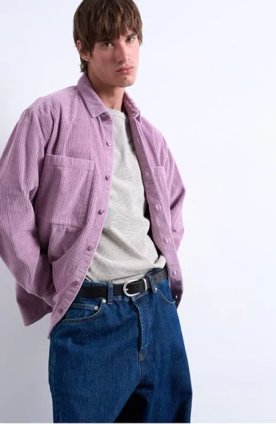 Topman Regular Fit Corduroy Button-up Shirt In Purple