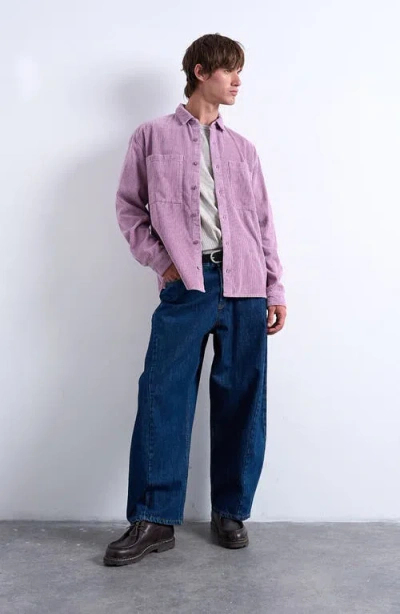 Topman Regular Fit Corduroy Button-up Shirt In Purple