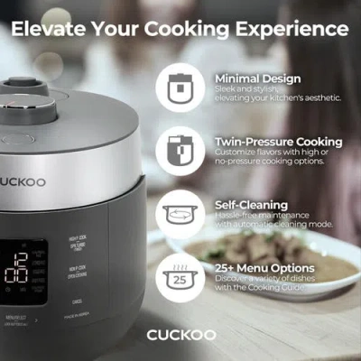 Cuckoo 6-cup (uncooked) Twin Pressure Rice Cooker With Nonstick Inner Pot In Gray