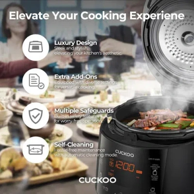 Cuckoo 10-cup (uncooked) Heating Pressure Rice Cooker  With Nonstick Inner Pot, Auto Clean In Black