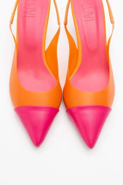 Prologue Shoes Moore Transparent Pointed Toe Pump In Orange