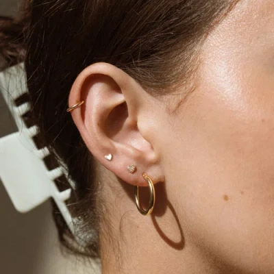 Made By Mary 14k Diamond Heart Stud Earring (flat Back) In Gold