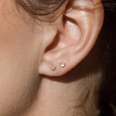 Made By Mary 14k Diamond Heart Stud Earring (flat Back) In Gold