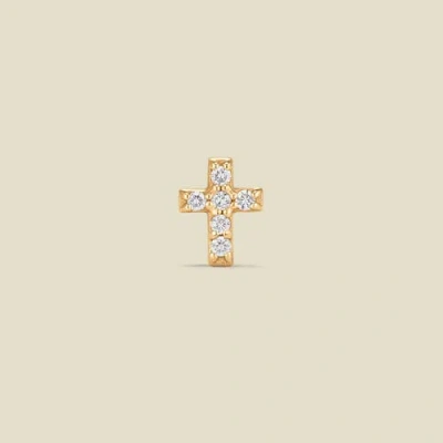 Made By Mary 14k Diamond Cross Stud Earring (flat Back) In Gold