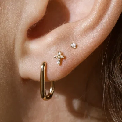 Made By Mary 14k Diamond Cross Stud Earring (flat Back) In Gold