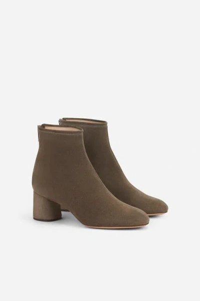 Agl Attilio Giusti Leombruni Agl Olga Water Resistant Velour Ankle Boot With Heel In Brown