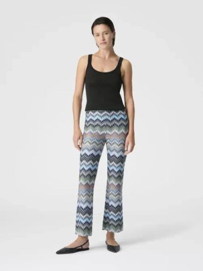 Missoni Snake-pattern Chevron Viscose Flared Trousers In White