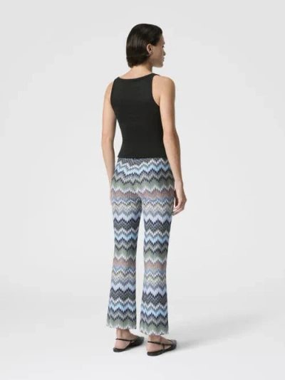 Missoni Snake-pattern Chevron Viscose Flared Trousers In White