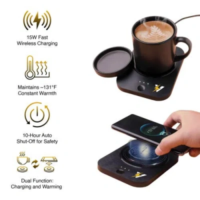 Pursonic Sip & Charge 2-in-1 Wireless Charger & Mug Warmer In Black