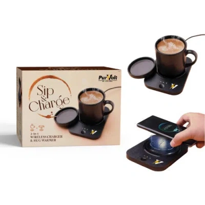 Pursonic Sip & Charge 2-in-1 Wireless Charger & Mug Warmer In Black