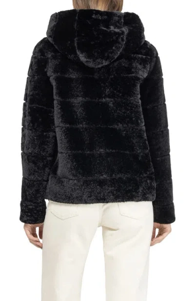 Gorski Horizontal Curly Shearling Lamb Zip Hooded Jacket In Black