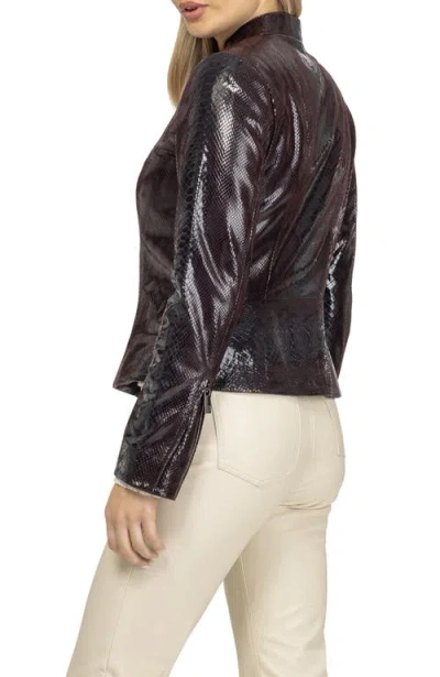 Gorski Metis Suede Pythn Printed Zip Jacket In Burgundy