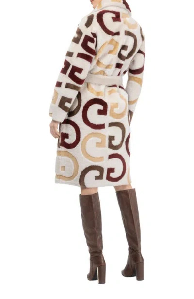 Gorski Reversible Genuine Shearling G Intarsia Short Coat, Belt In Neutral