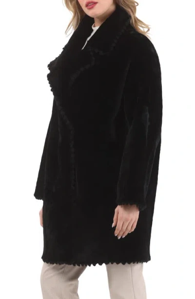 Gorski Reversible Genuine Shearling Jacket With Embroiderd Trim In Black
