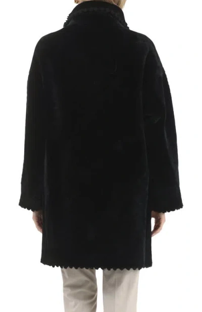 Gorski Reversible Genuine Shearling Jacket With Embroiderd Trim In Black