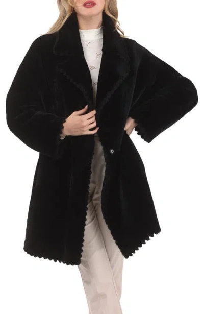 Gorski Reversible Genuine Shearling Jacket With Embroiderd Trim In Black