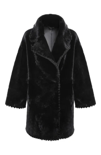Gorski Reversible Genuine Shearling Jacket With Embroiderd Trim In Black