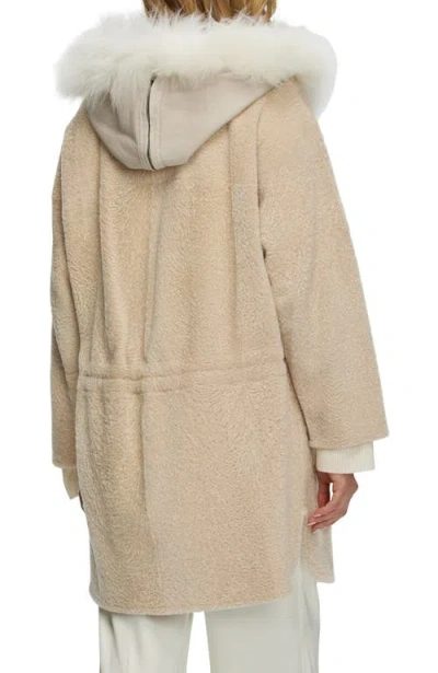 Gorski Reversible Genuine Shearling Stroller With Genuine Shearling Hood Trim In White