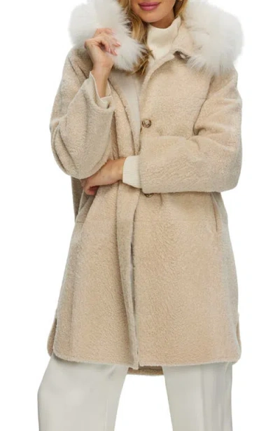 Gorski Reversible Genuine Shearling Stroller With Genuine Shearling Hood Trim In White