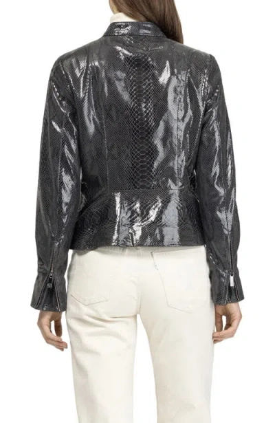 Gorski Metis Suede Pythn Printed Zip Jacket In Gray