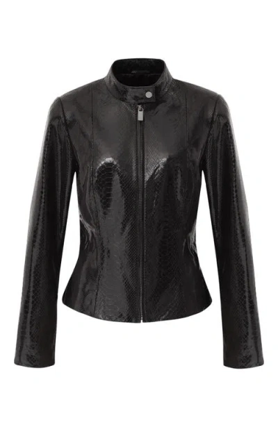 Gorski Metis Suede Pythn Printed Zip Jacket In Gray