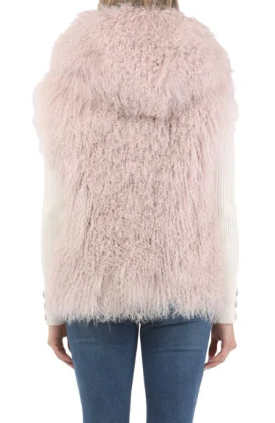 Gorski Reversible Genuine Shearling Vest With Wool And Cashmere Blend Back In Pink