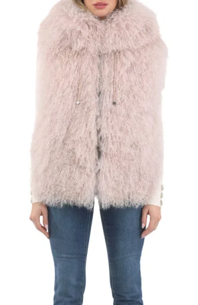 Gorski Reversible Genuine Shearling Vest With Wool And Cashmere Blend Back In Pink
