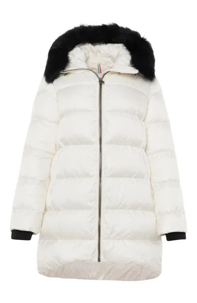 Gorski Apres-ski Horizontal Jacket With Detachable Genuine Shearling Hood Trim In Neutral