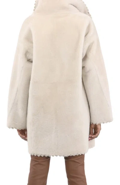 Gorski Reversible Genuine Shearling Jacket With Embroiderd Trim In Neutral
