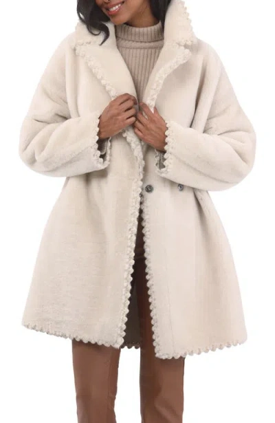 Gorski Reversible Genuine Shearling Jacket With Embroiderd Trim In Neutral