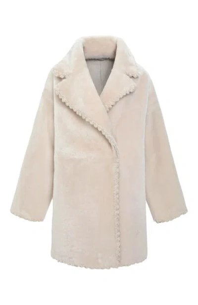 Gorski Reversible Genuine Shearling Jacket With Embroiderd Trim In Neutral