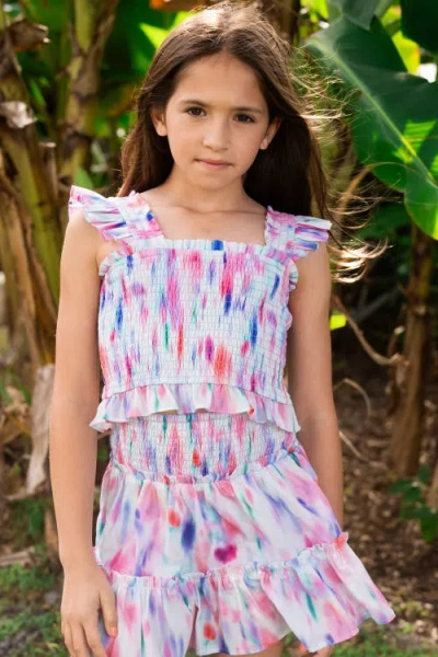 Change Of Scenery Kayla Smocked Bodice Top & Ruffle Skirt Set (toddler, Little Kids, Big Kid)) In Multi