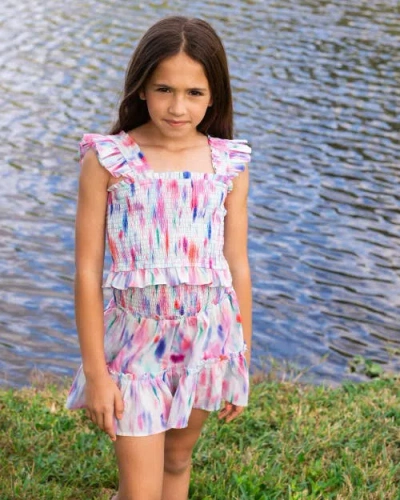 Change Of Scenery Kayla Smocked Bodice Top & Ruffle Skirt Set (toddler, Little Kids, Big Kid)) In Multi