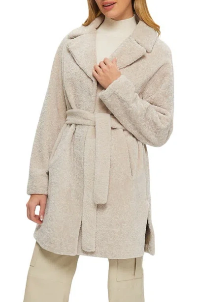 Gorski Reversible Textured Genuine Shearling Stroller, Belt In Gray