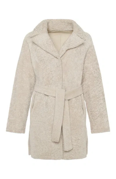 Gorski Reversible Textured Genuine Shearling Stroller, Belt In Gray