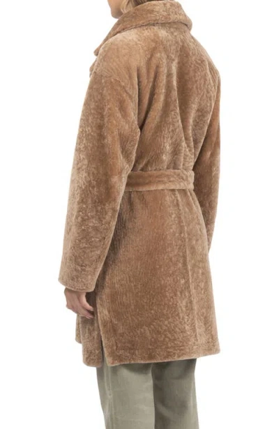 Gorski Reversible Textured Genuine Shearling Stroller, Belt In Brown