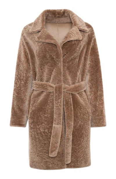 Gorski Reversible Textured Genuine Shearling Stroller, Belt In Brown