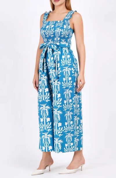 Leota Janet Cropped Jumpsuit In Blue