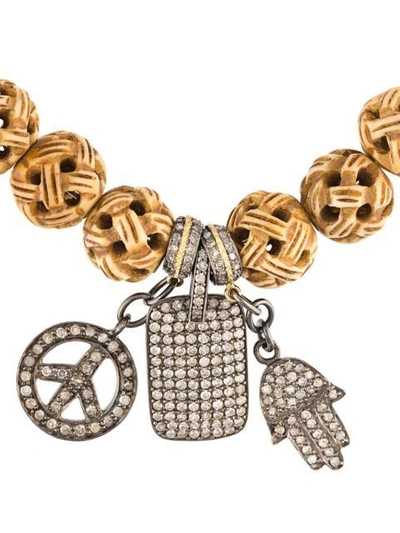 Shop Loree Rodkin Carved Wood Diamond Charm Bracelet