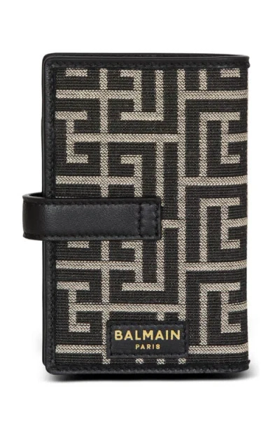 Balmain Pulse Holder Monogram Jacquard Card Holder In Multi
