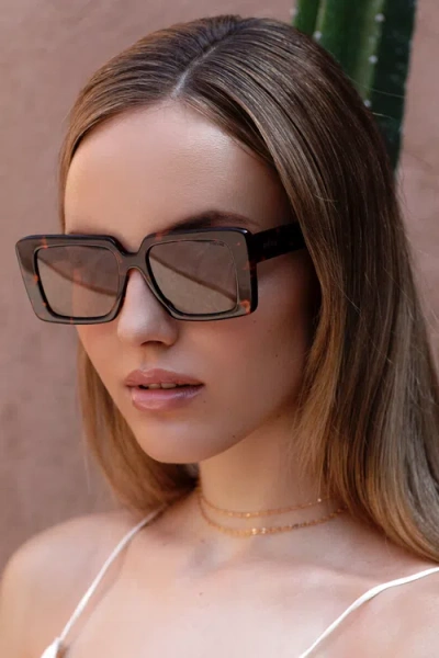 Freyrs Eyewear Camilla Rectangular Sunglasses In Brown