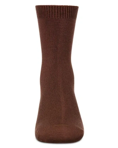 Memoi Kid's Basic Soft Rayon Crew Socks In Brown