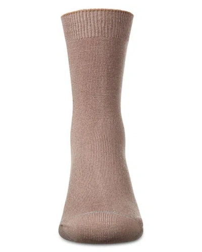 Memoi Kid's Basic Soft Rayon Crew Socks In Brown